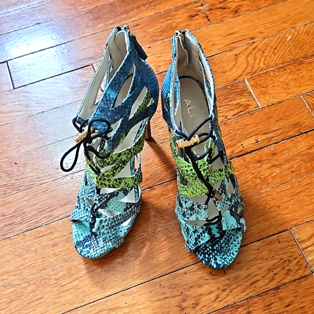 Aldo leather snake print sandals size 7.5